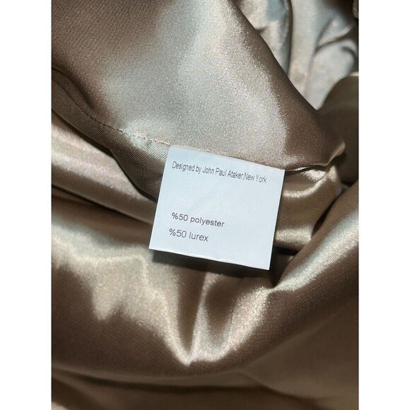 NWT John Paul Ataker Metallic Strapless Cocktail Dress Gold Size 44/10 - Picture 8 of 8